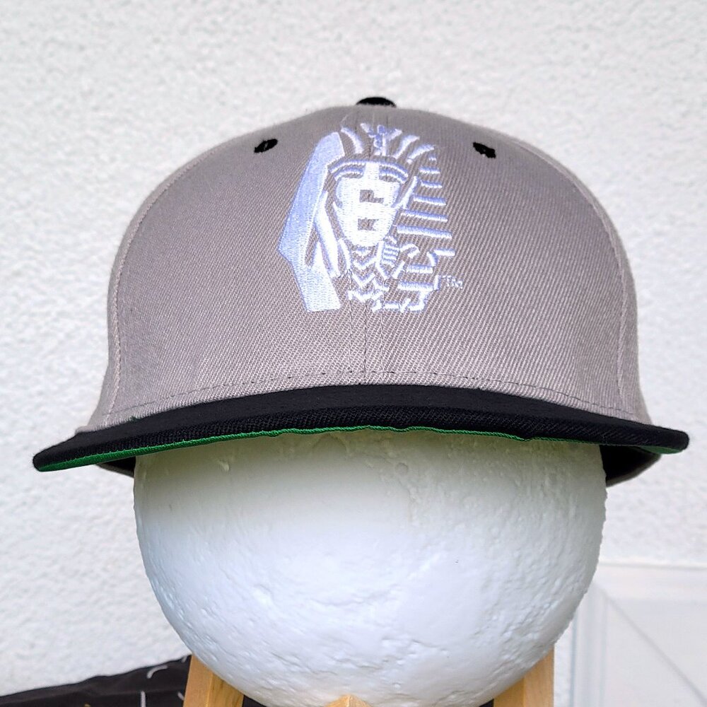 tan and black adjustable snapback hat by Lastkings